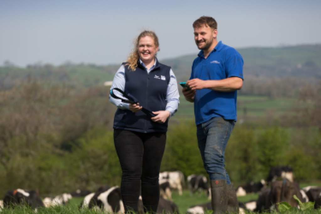 Genus ABS staff member talking with herdsman