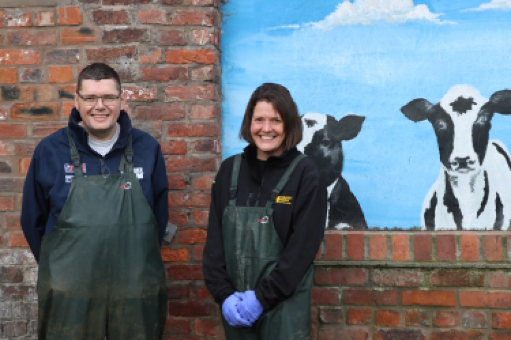 Andrew Rutter and sister on farm